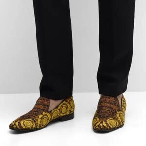 Versace Baroque Print Smoking Slippers Slip-On Shoes, New, Size EU 43